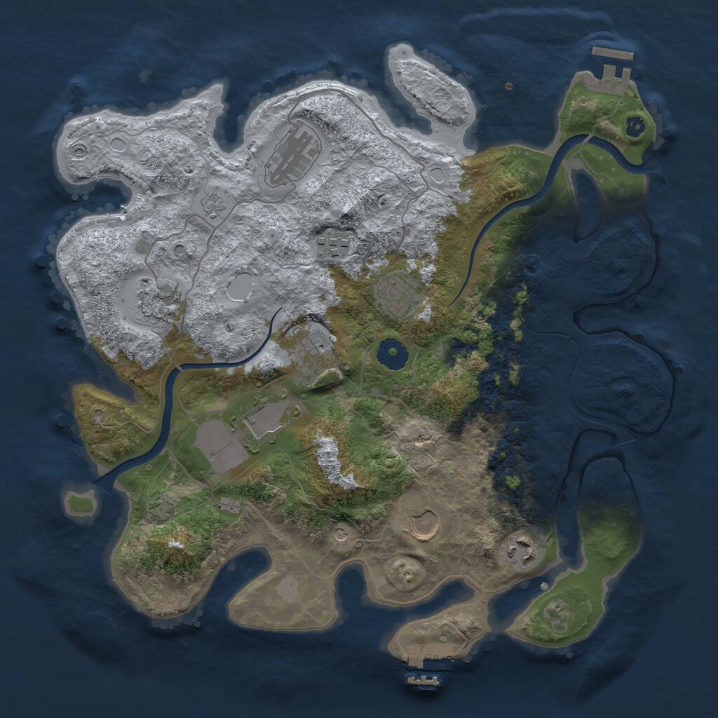 Rust Map: Procedural Map, Size: 3500, Seed: 1857831324, 14 Monuments