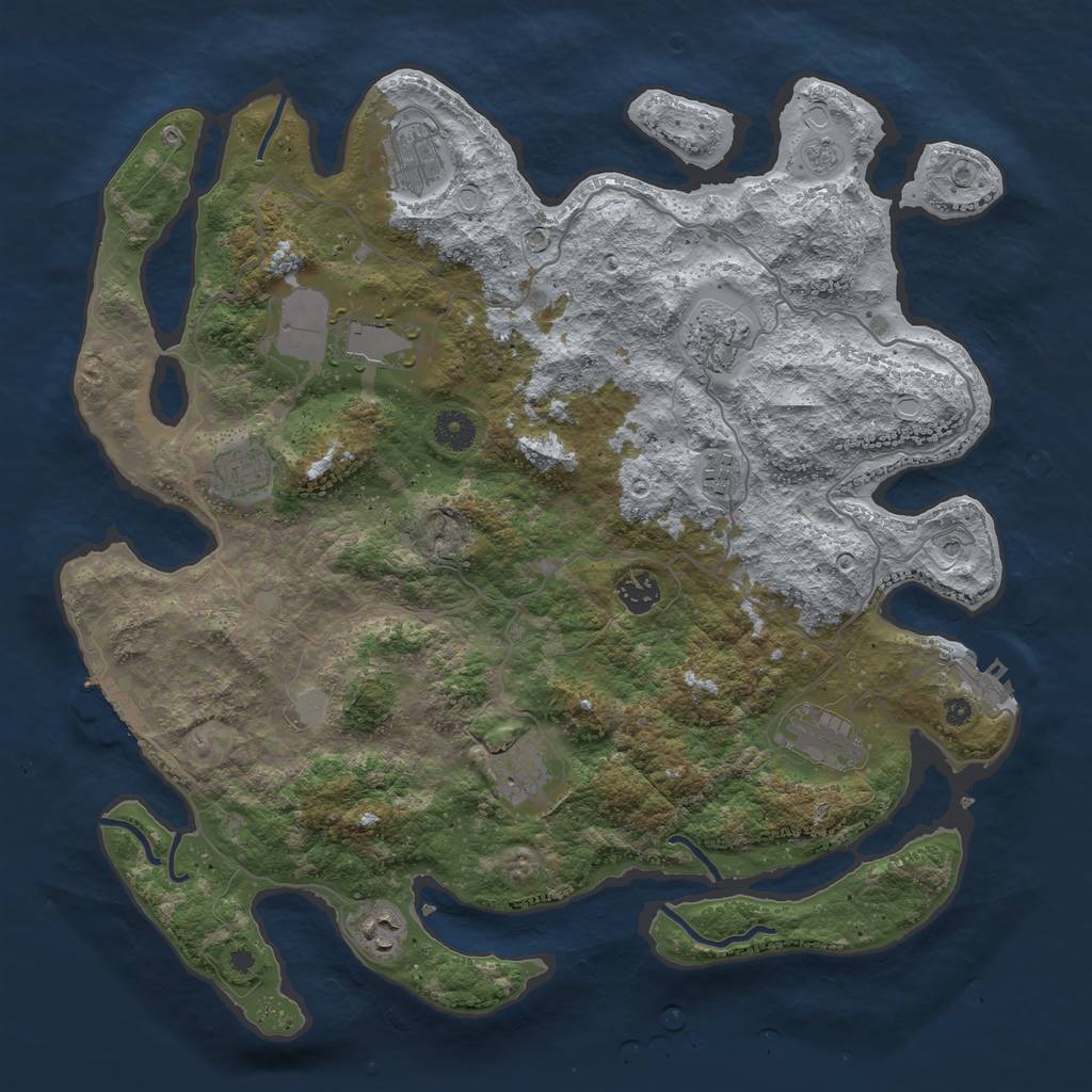 Rust Map: Procedural Map, Size: 4000, Seed: 648298, 16 Monuments