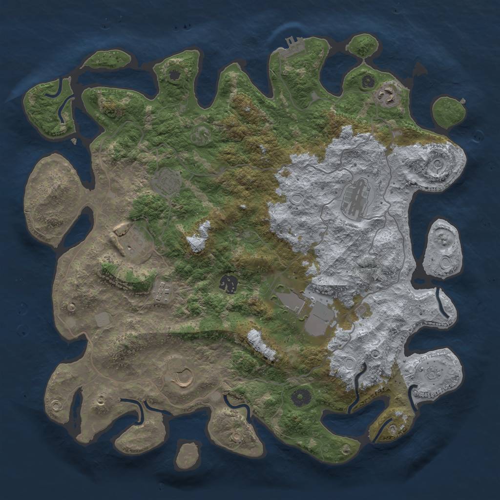 Rust Map: Procedural Map, Size: 4000, Seed: 1131607736, 14 Monuments