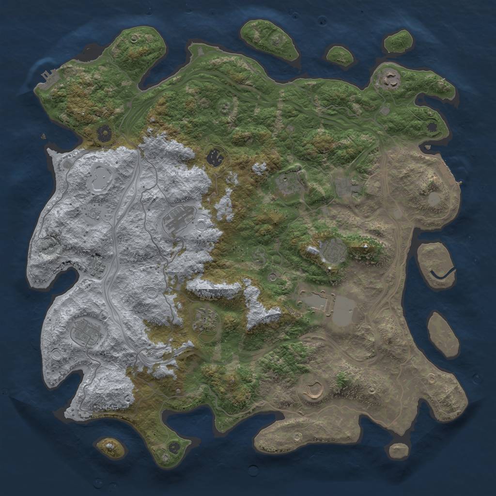 Rust Map: Procedural Map, Size: 4500, Seed: 1675250654, 18 Monuments