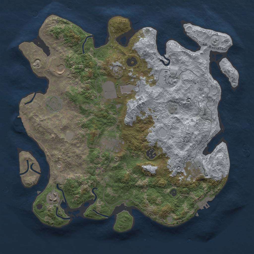 Rust Map: Procedural Map, Size: 3750, Seed: 59365021, 16 Monuments