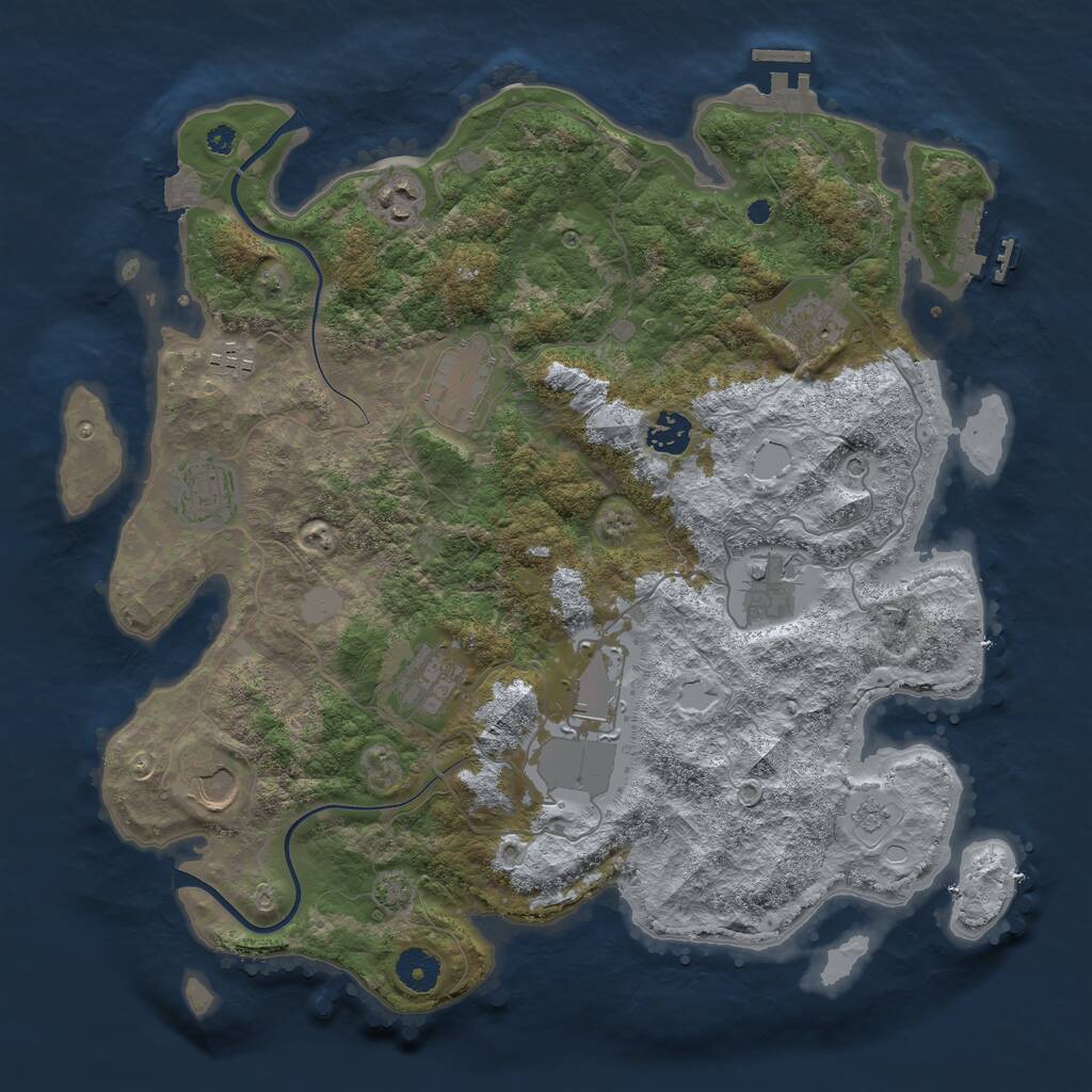 Rust Map: Procedural Map, Size: 3791, Seed: 1435480242, 16 Monuments