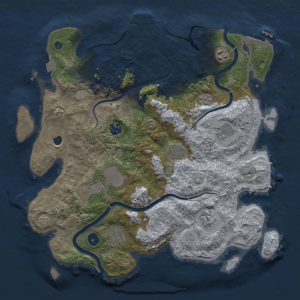 Rust Map: Procedural Map, Size: 3786, Seed: 1435480242, 15 Monuments