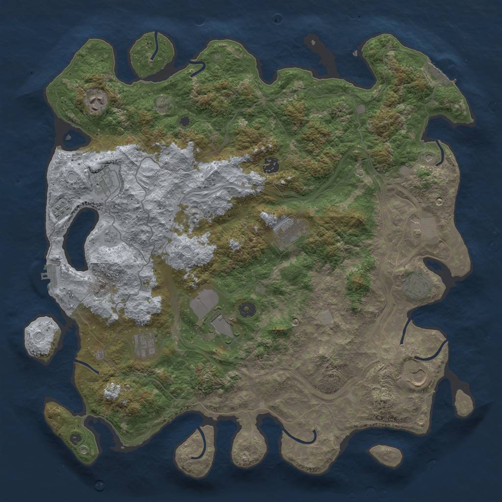 Rust Map: Procedural Map, Size: 4500, Seed: 40319855, 17 Monuments