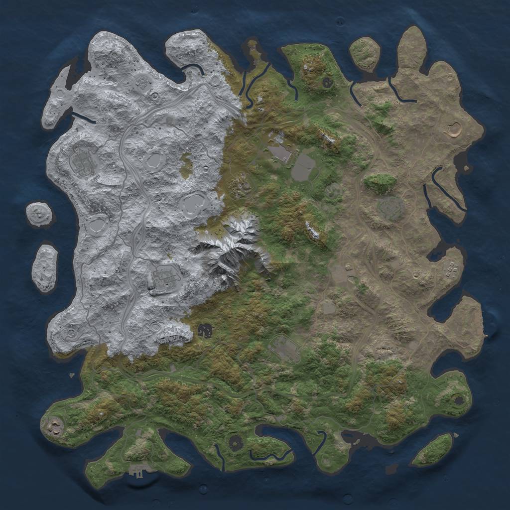 Rust Map: Procedural Map, Size: 5000, Seed: 1461377688, 18 Monuments