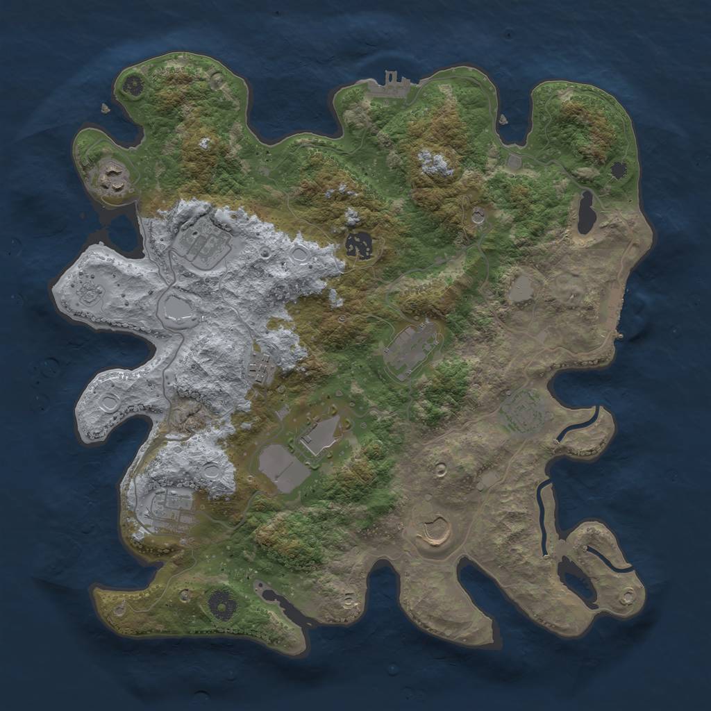 Rust Map: Procedural Map, Size: 3710, Seed: 1537702202, 16 Monuments