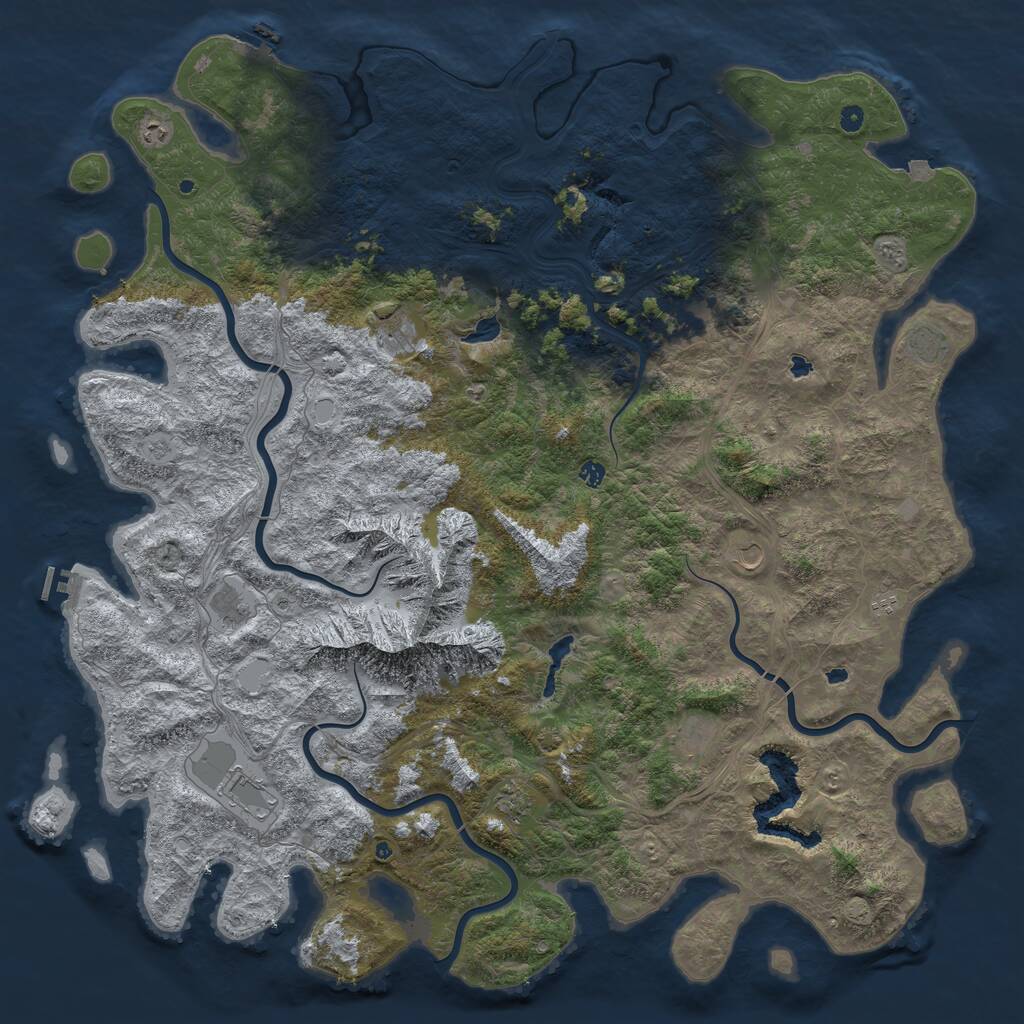 Rust Map: Procedural Map, Size: 6000, Seed: 913976752, 17 Monuments