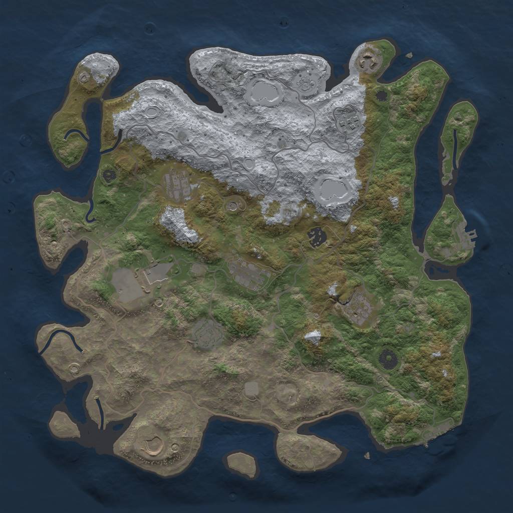 Rust Map: Procedural Map, Size: 4000, Seed: 127884450, 16 Monuments