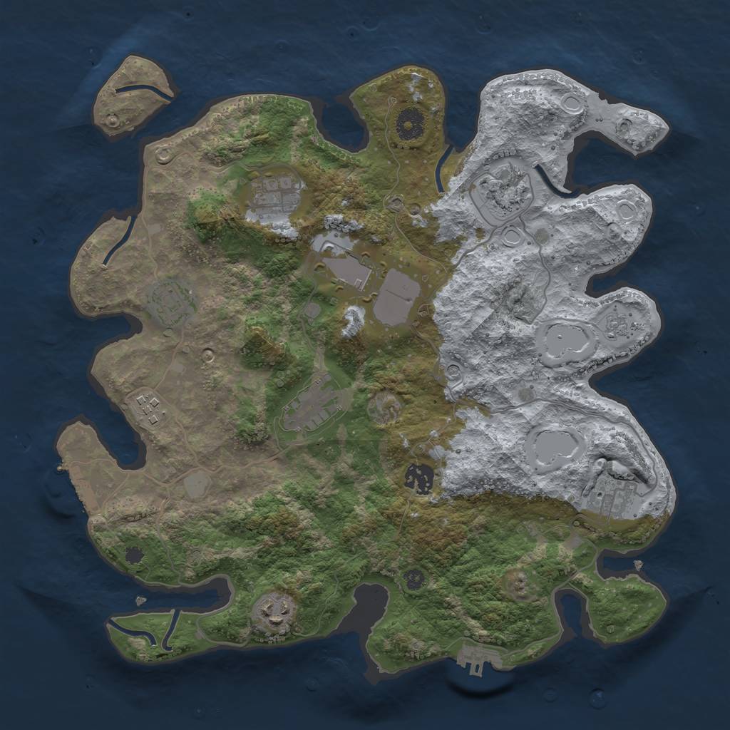 Rust Map: Procedural Map, Size: 3550, Seed: 20397455, 16 Monuments