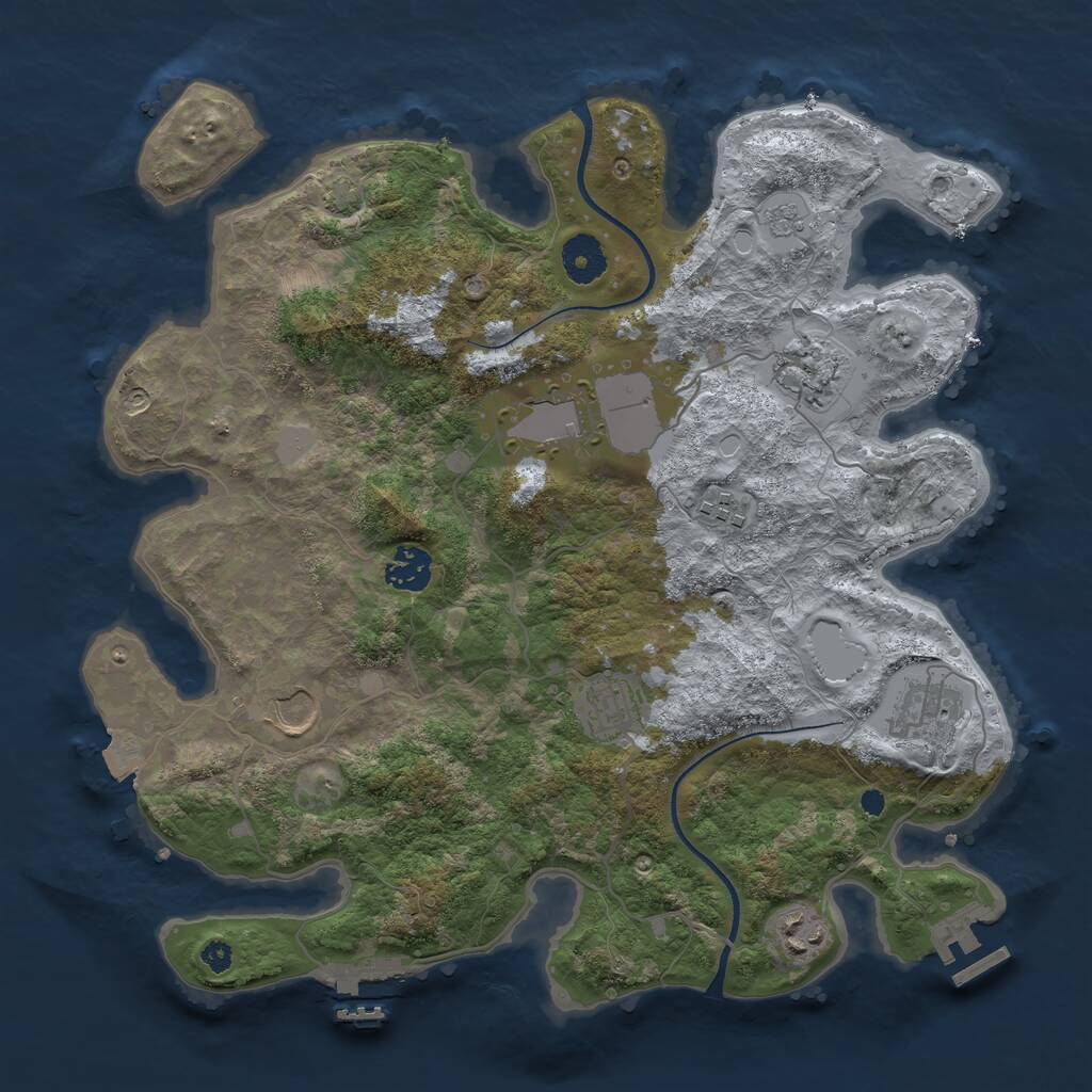 Rust Map: Procedural Map, Size: 3550, Seed: 20397455, 13 Monuments