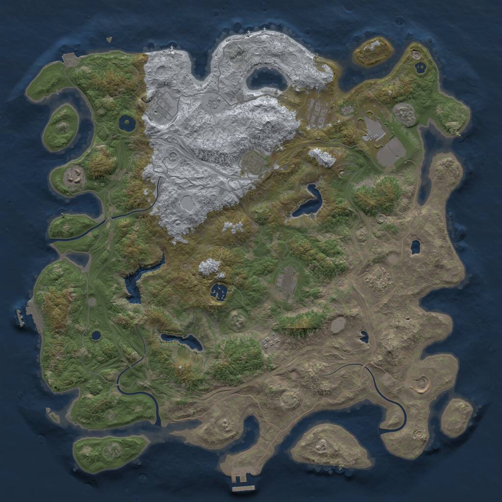 Rust Map: Procedural Map, Size: 4500, Seed: 1406057939, 16 Monuments