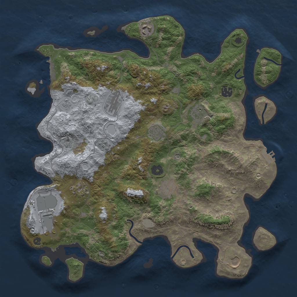 Rust Map: Procedural Map, Size: 3897, Seed: 1374434538, 17 Monuments