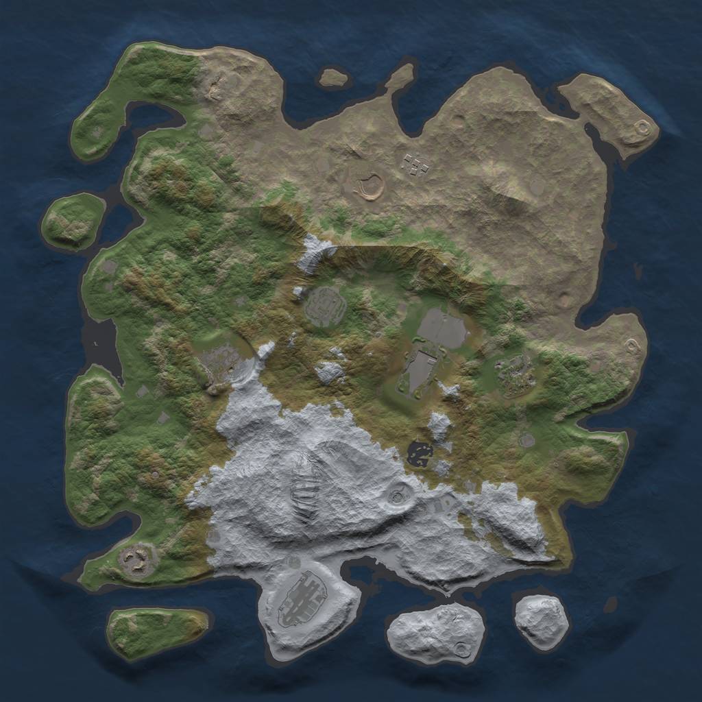 Rust Map: Barren, Size: 4000, Seed: 273234, 12 Monuments