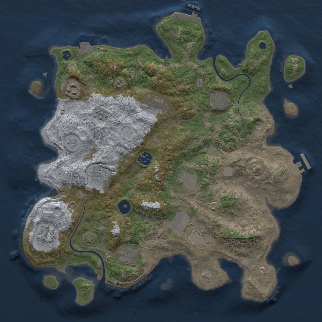 Rust Map: Procedural Map, Size: 3773, Seed: 1374434538, 16 Monuments