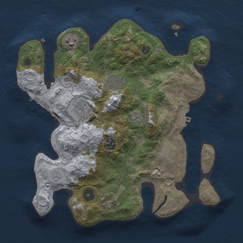 Rust Map: Procedural Map, Size: 3000, Seed: 1724763942, 13 Monuments