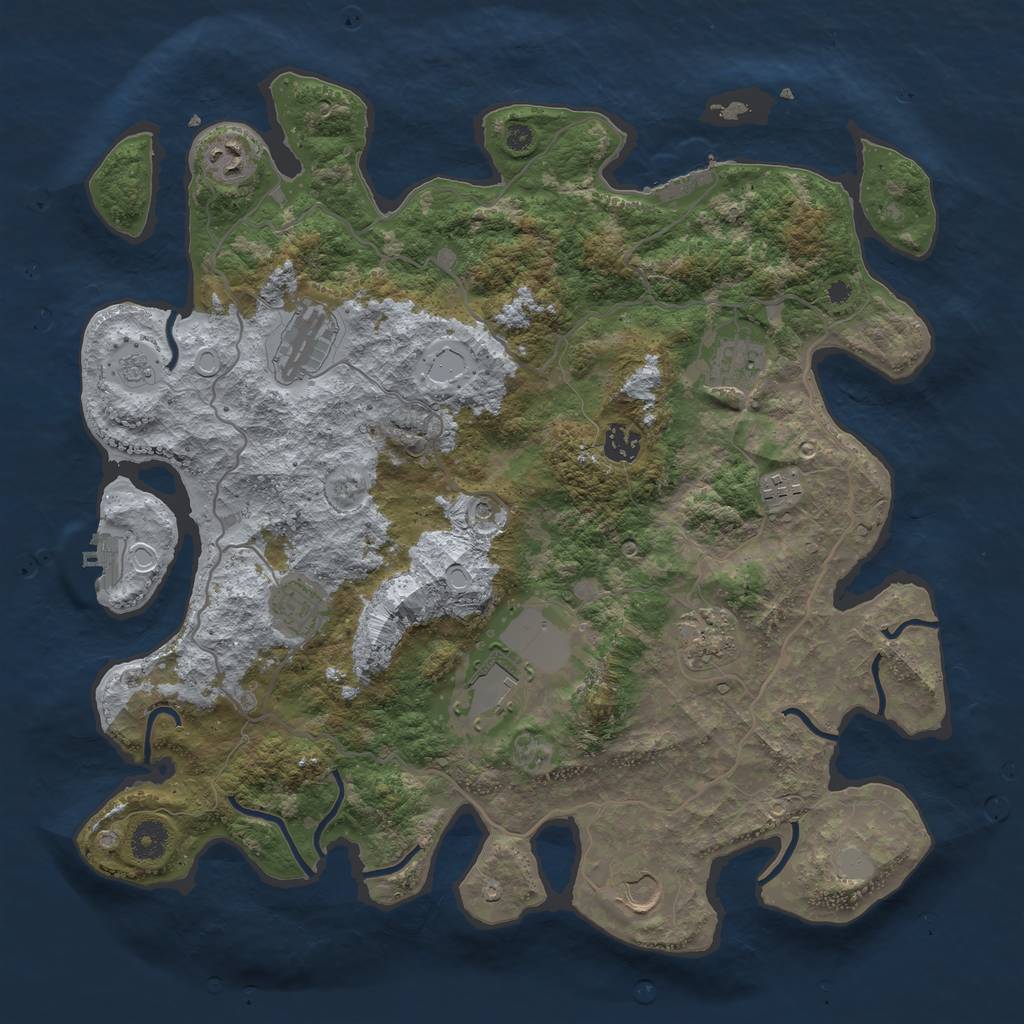 Rust Map: Procedural Map, Size: 4000, Seed: 269123105, 16 Monuments