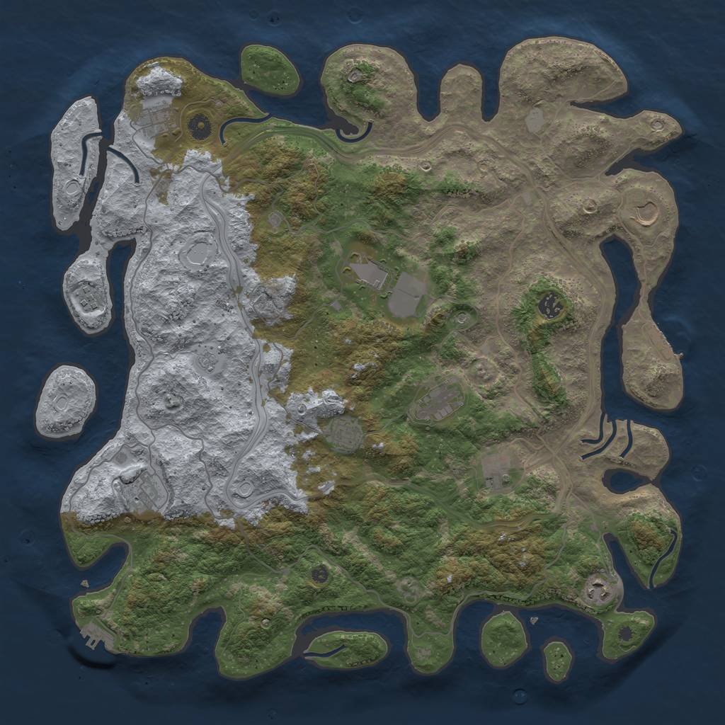 Rust Map: Procedural Map, Size: 4500, Seed: 594774578, 17 Monuments