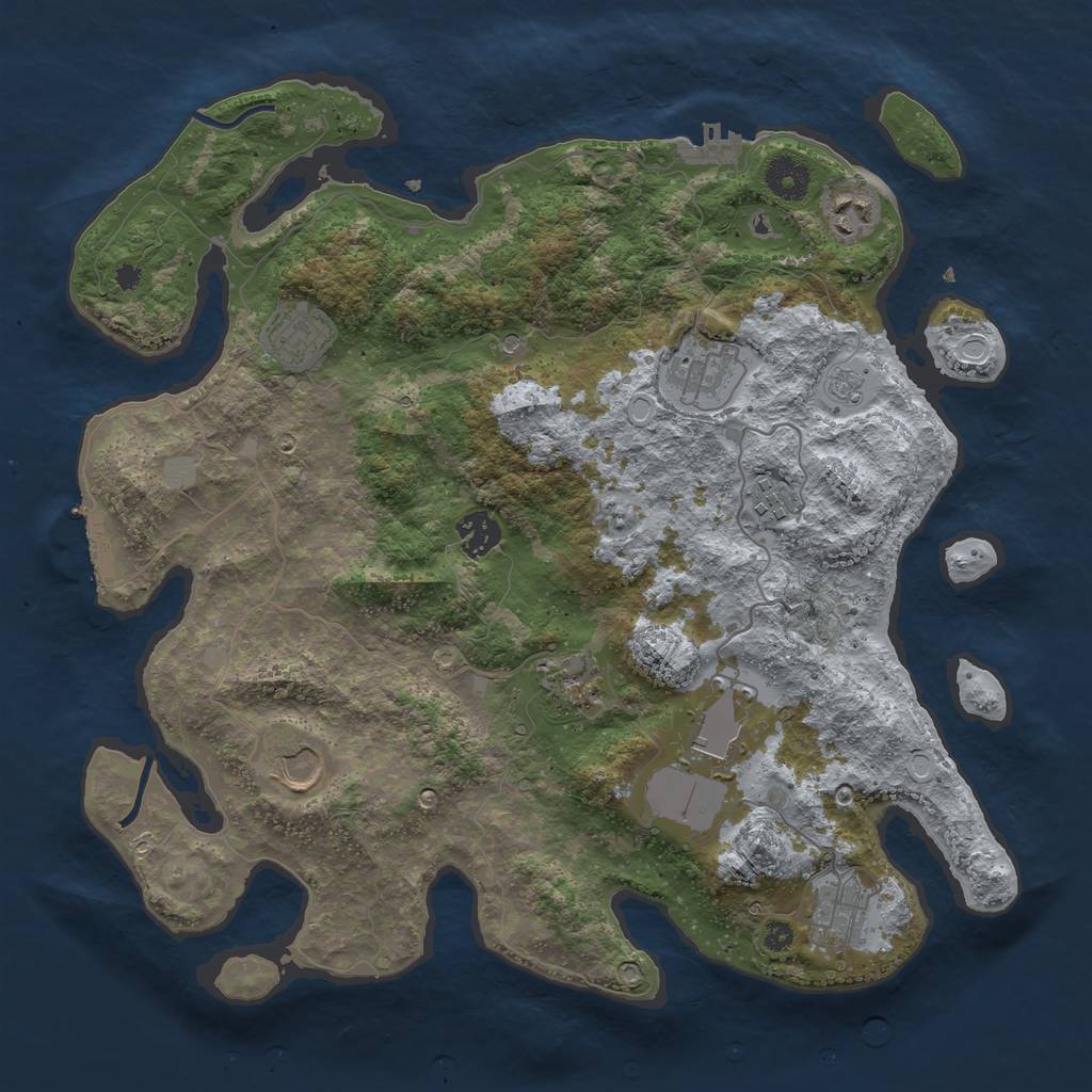 Rust Map: Procedural Map, Size: 3720, Seed: 437254631, 16 Monuments