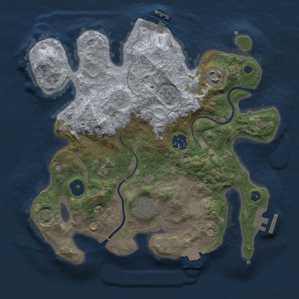 Rust Map: Procedural Map, Size: 3000, Seed: 15751375, 10 Monuments