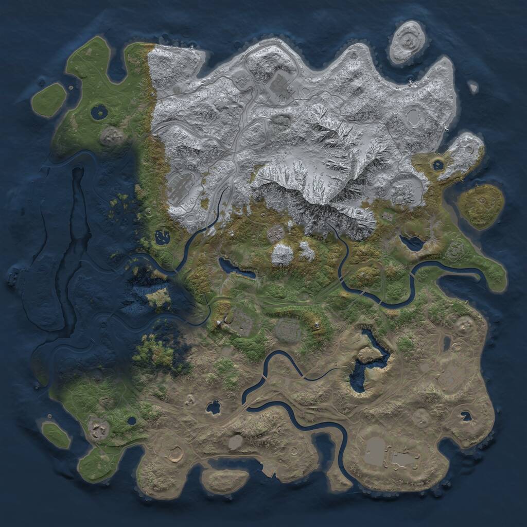 Rust Map: Procedural Map, Size: 5000, Seed: 1341989018, 17 Monuments