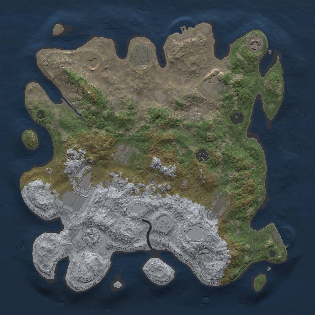 Rust Map: Procedural Map, Size: 3800, Seed: 6530097, 17 Monuments