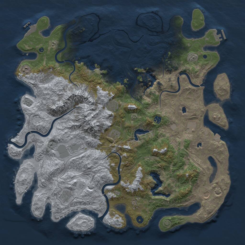 Rust Map: Procedural Map, Size: 5000, Seed: 500804665, 17 Monuments