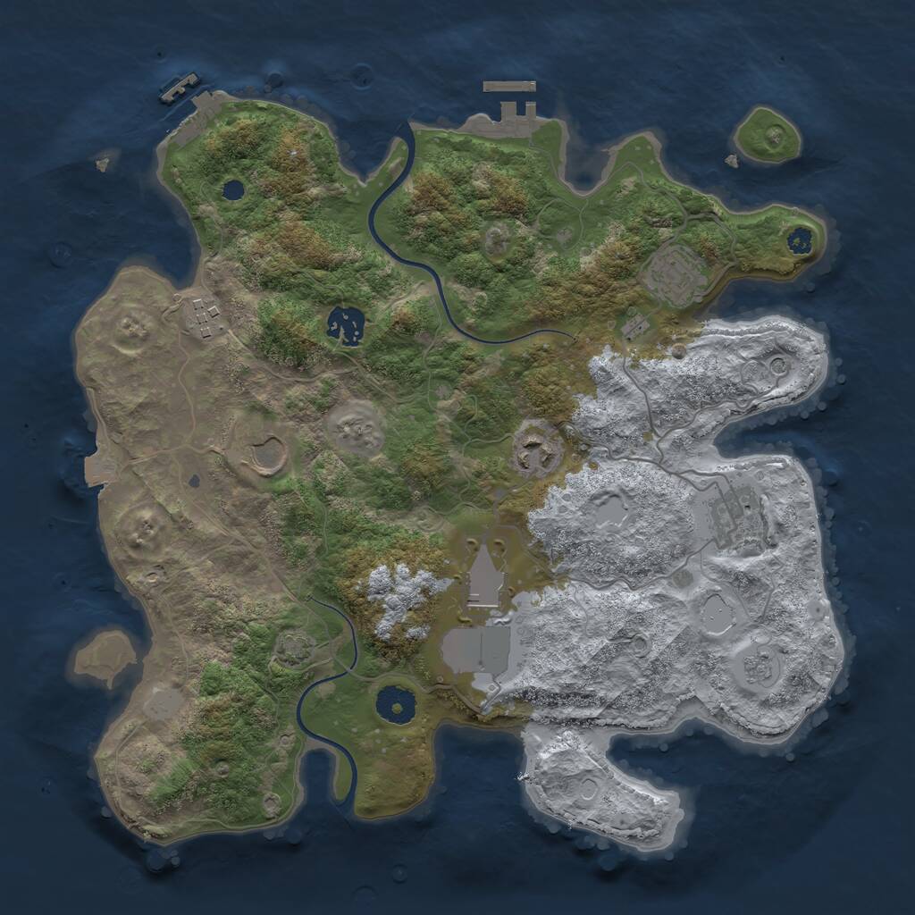 Rust Map: Procedural Map, Size: 3500, Seed: 51726, 13 Monuments
