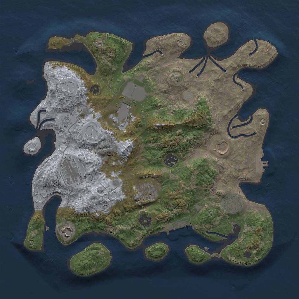 Rust Map: Procedural Map, Size: 3500, Seed: 87658, 14 Monuments