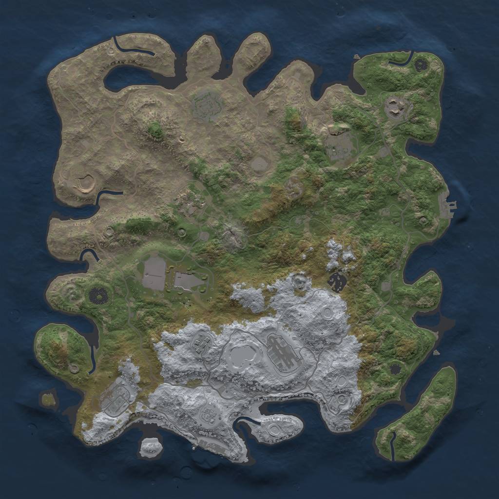 Rust Map: Procedural Map, Size: 4000, Seed: 837401923, 17 Monuments