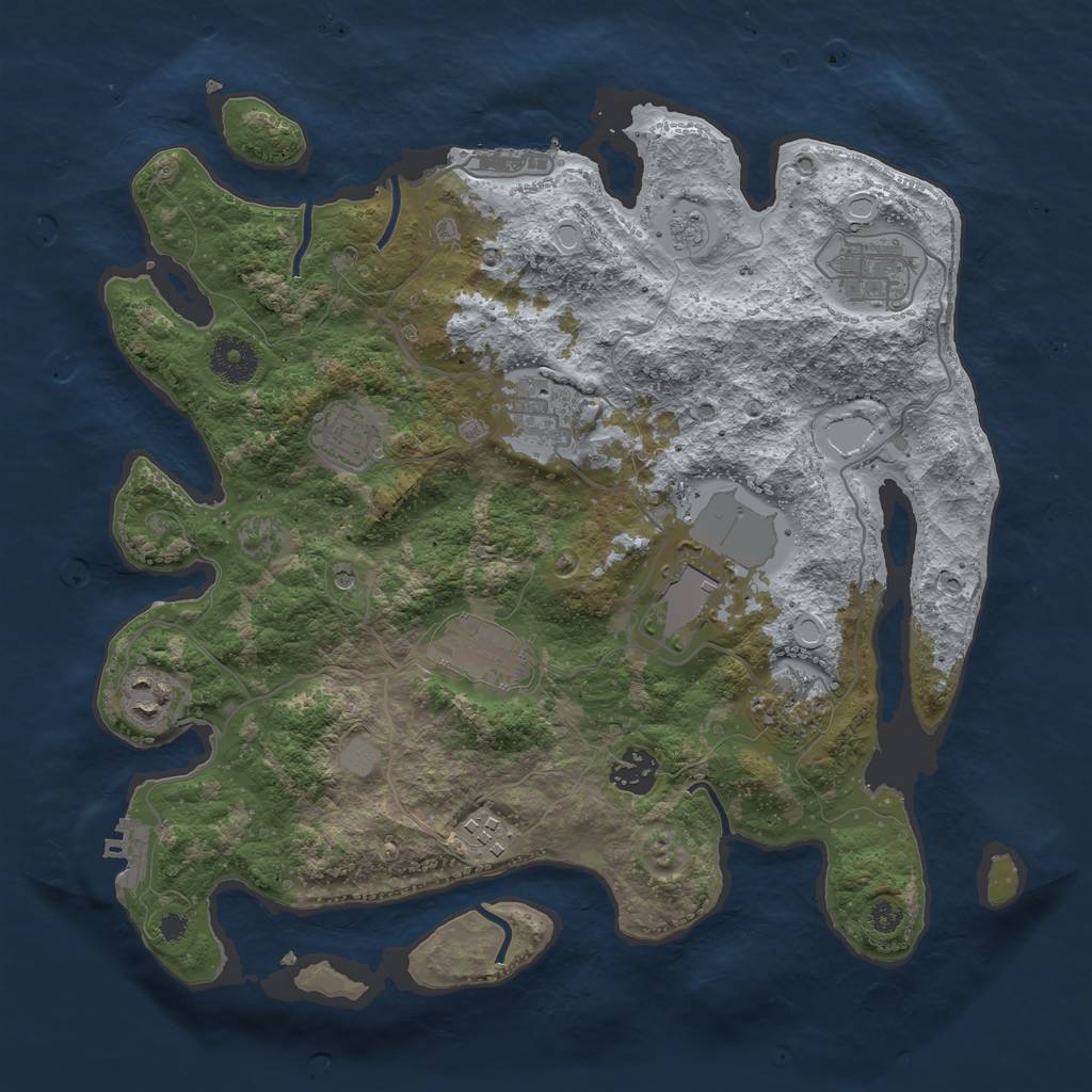 Rust Map: Procedural Map, Size: 3500, Seed: 645897, 16 Monuments