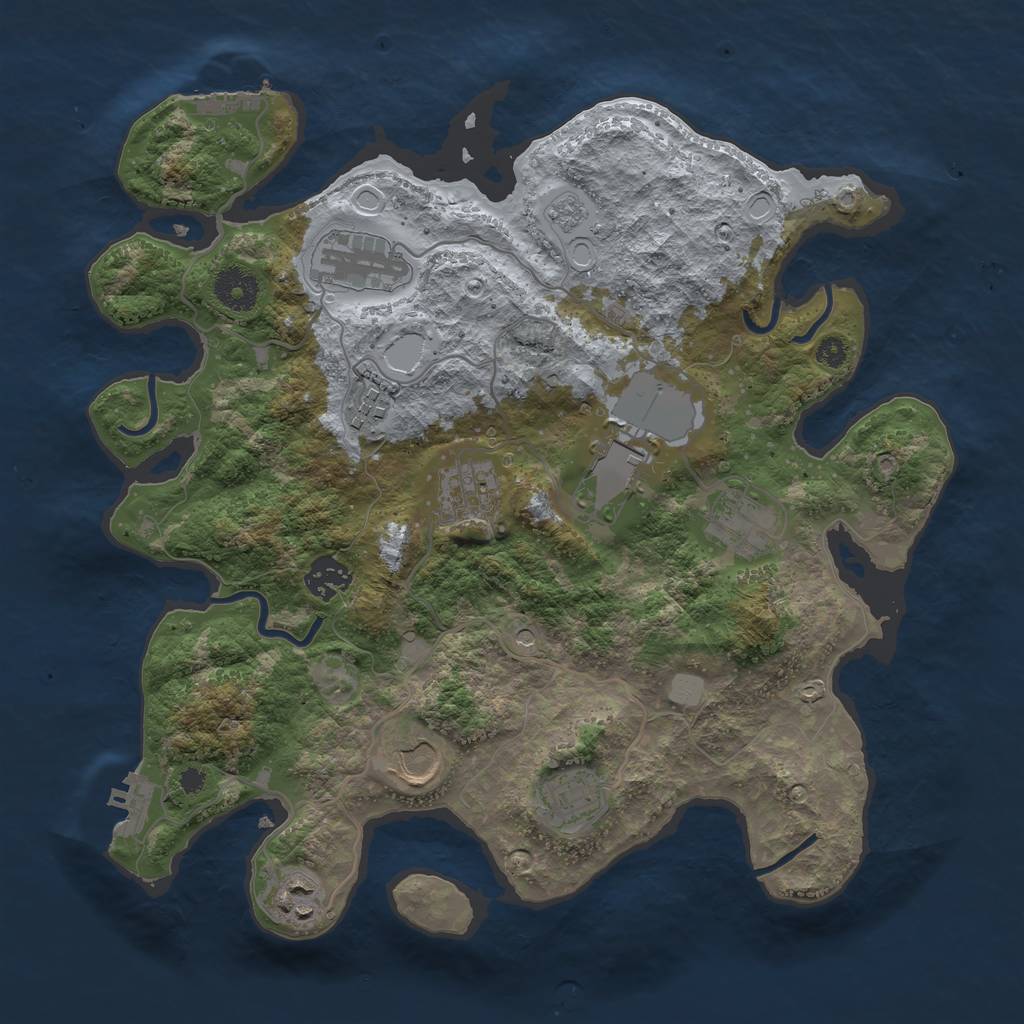 Rust Map: Procedural Map, Size: 3500, Seed: 560187967, 16 Monuments