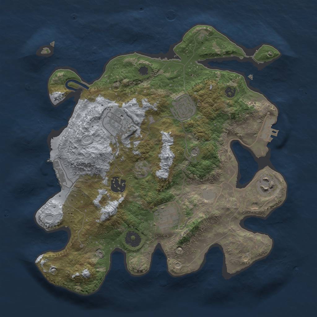 Rust Map: Procedural Map, Size: 3000, Seed: 1958099499, 11 Monuments