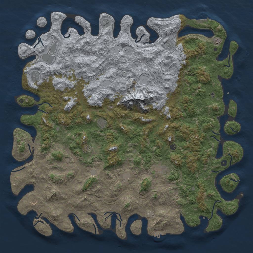 Rust Map: Procedural Map, Size: 6000, Seed: 50100, 18 Monuments