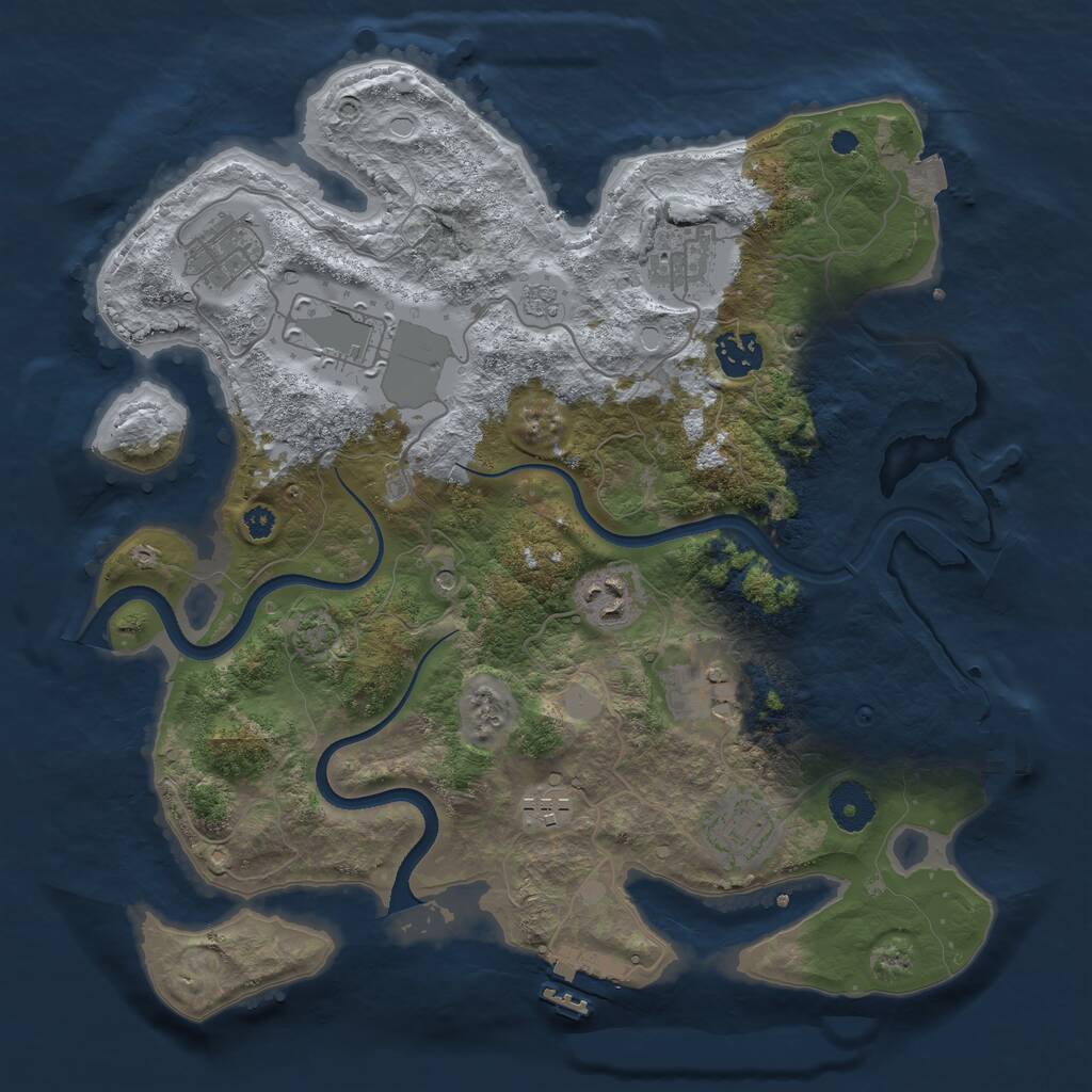 Rust Map: Procedural Map, Size: 3500, Seed: 237627885, 14 Monuments
