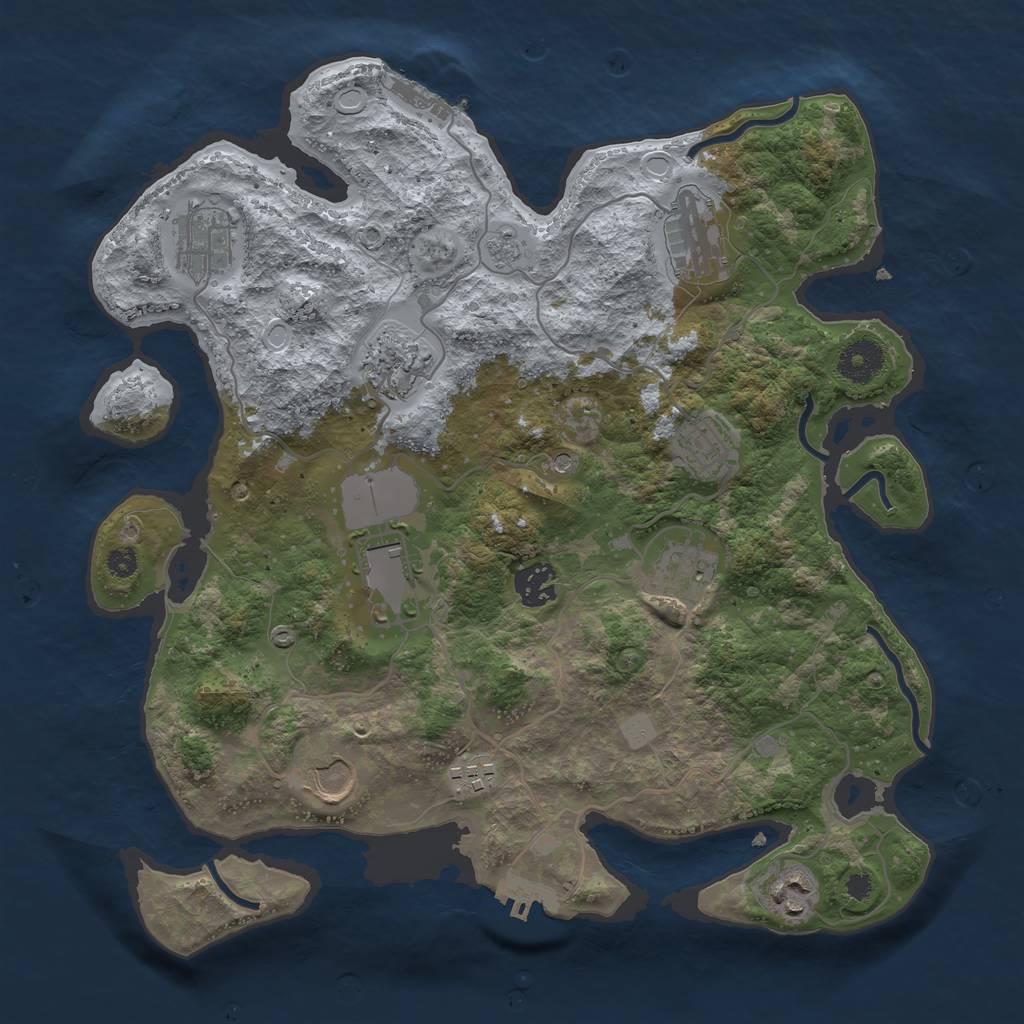 Rust Map: Procedural Map, Size: 3500, Seed: 237627885, 17 Monuments