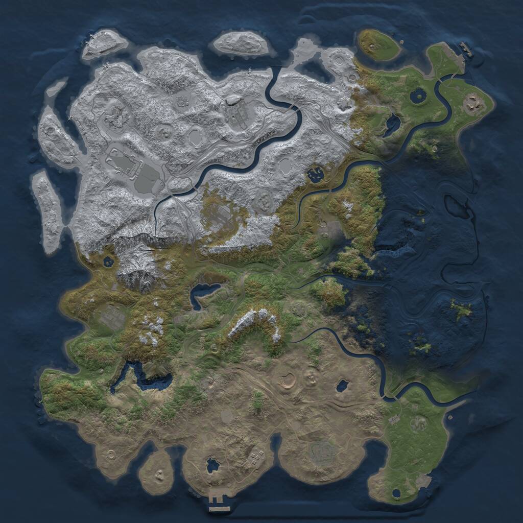 Rust Map: Procedural Map, Size: 5000, Seed: 34987563, 17 Monuments