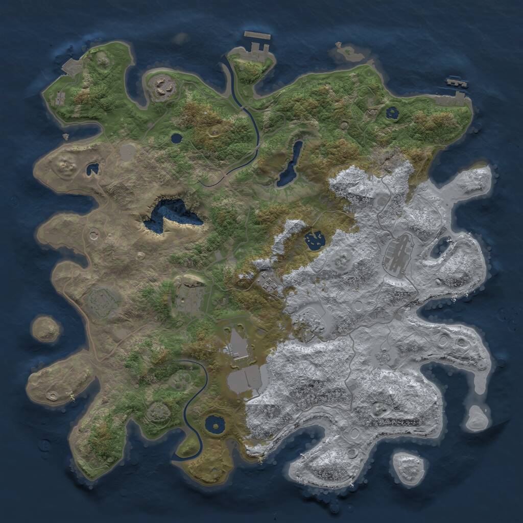 Rust Map: Procedural Map, Size: 4000, Seed: 2147483574, 14 Monuments