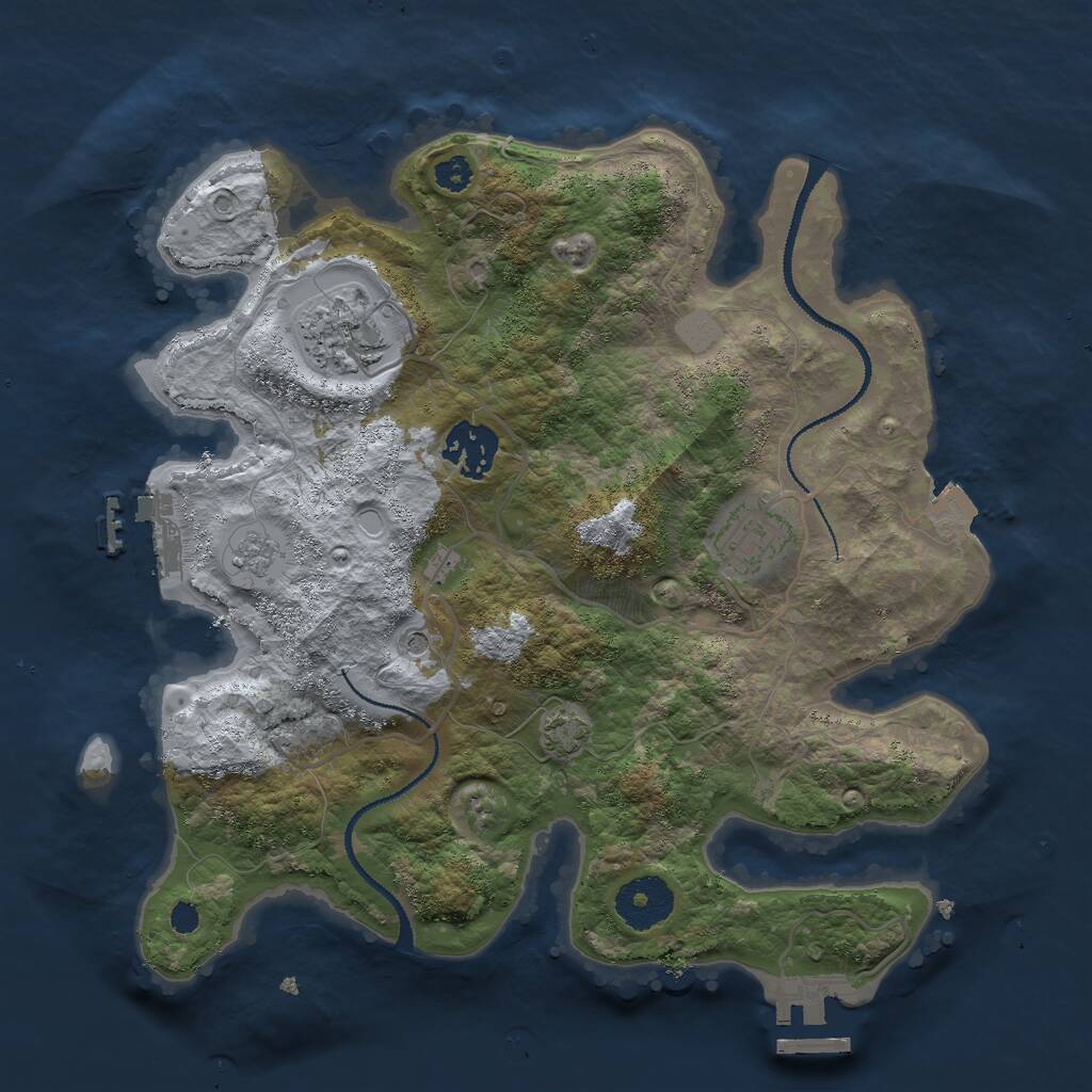 Rust Map: Procedural Map, Size: 3000, Seed: 57915, 9 Monuments