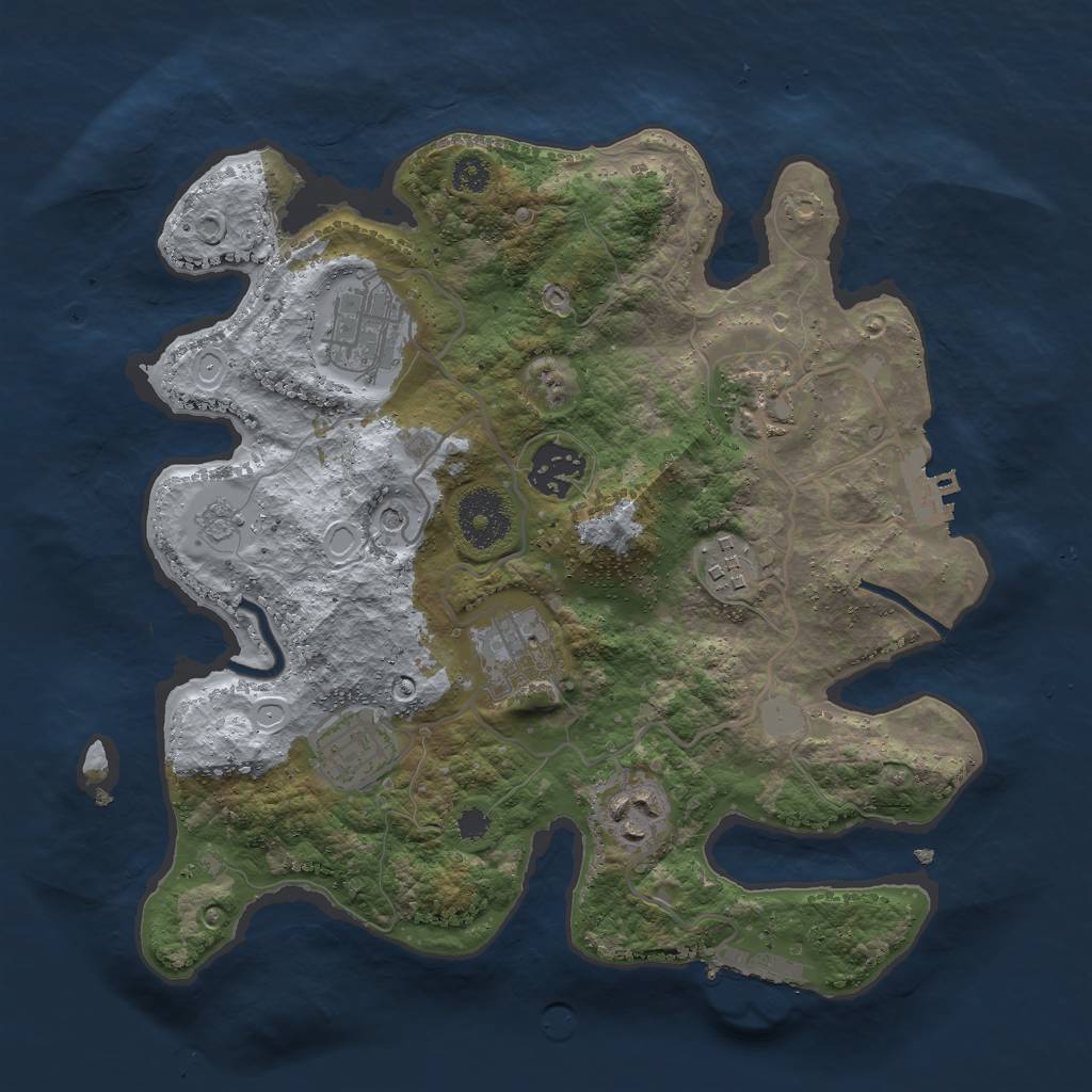 Rust Map: Procedural Map, Size: 3000, Seed: 57915, 14 Monuments