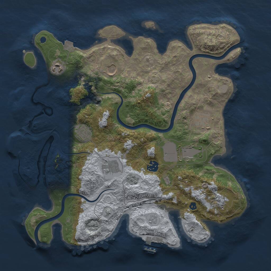 Rust Map: Procedural Map, Size: 3600, Seed: 25684721, 15 Monuments