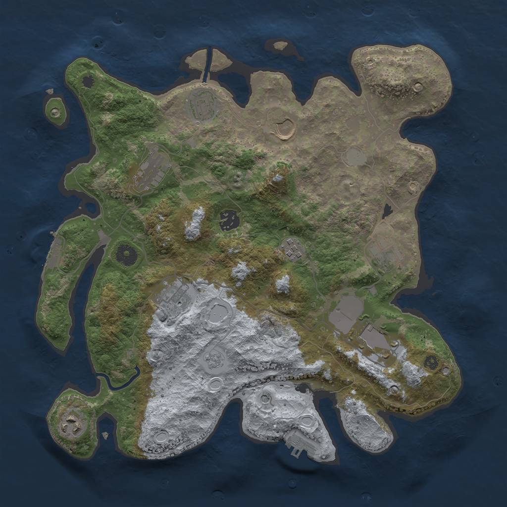 Rust Map: Procedural Map, Size: 3600, Seed: 25684721, 16 Monuments