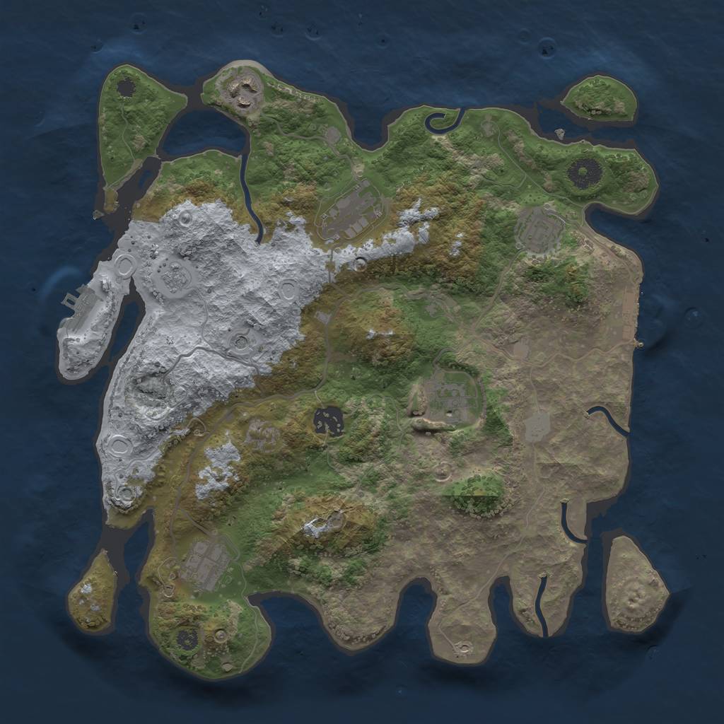 Rust Map: Procedural Map, Size: 3400, Seed: 336473, 13 Monuments