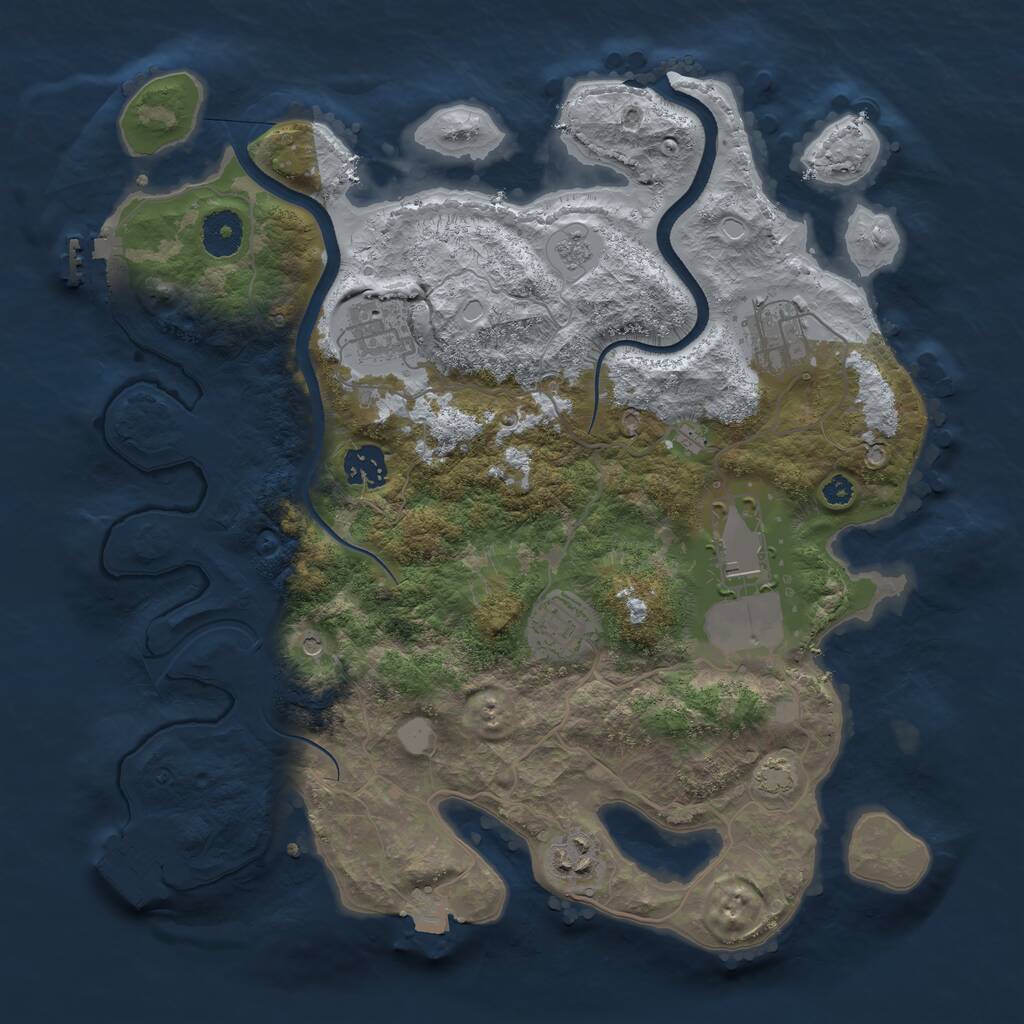 Rust Map: Procedural Map, Size: 3500, Seed: 101392981, 12 Monuments