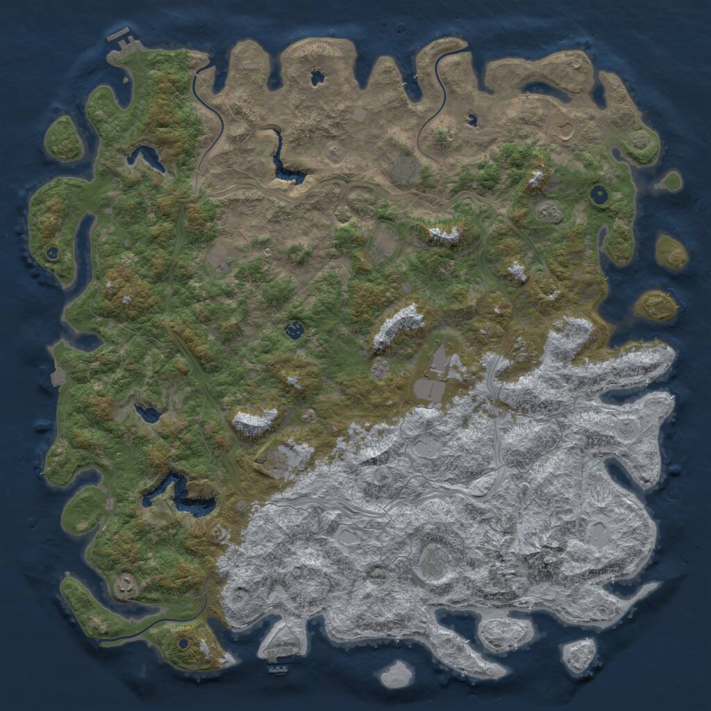 Rust Map: Procedural Map, Size: 6000, Seed: 4912938, 17 Monuments