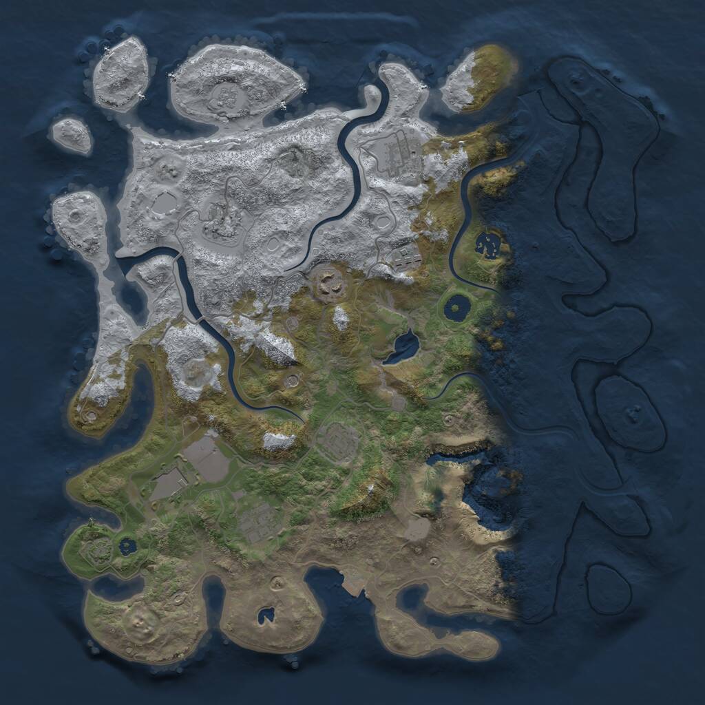 Rust Map: Procedural Map, Size: 4000, Seed: 938413730, 12 Monuments