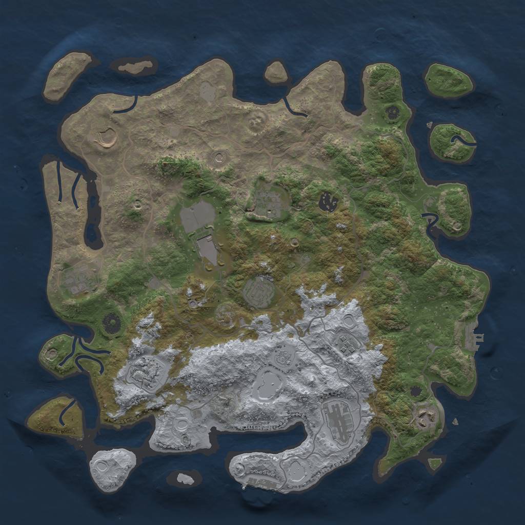 Rust Map: Procedural Map, Size: 4000, Seed: 272074321, 17 Monuments