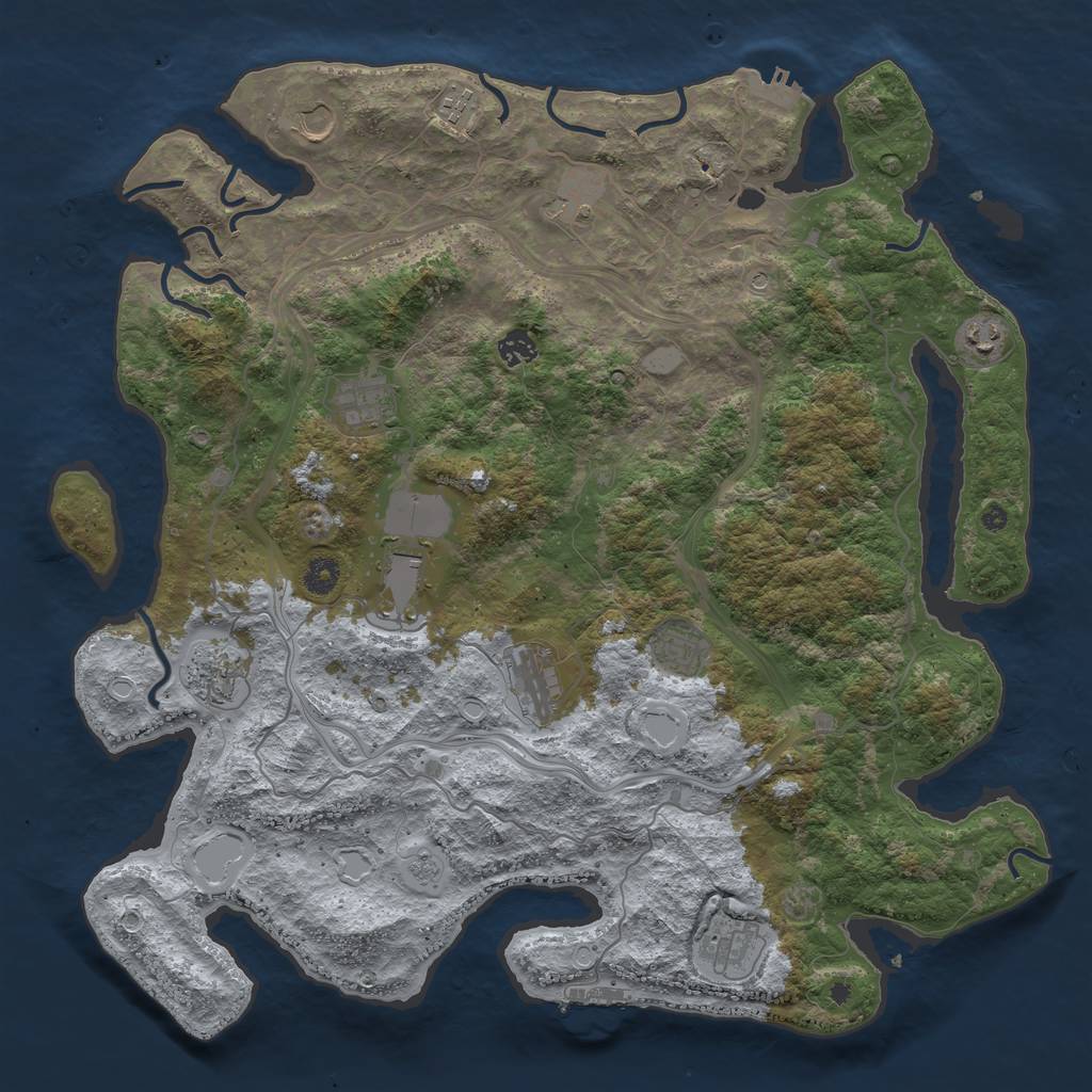 Rust Map: Procedural Map, Size: 4395, Seed: 2147483647, 18 Monuments