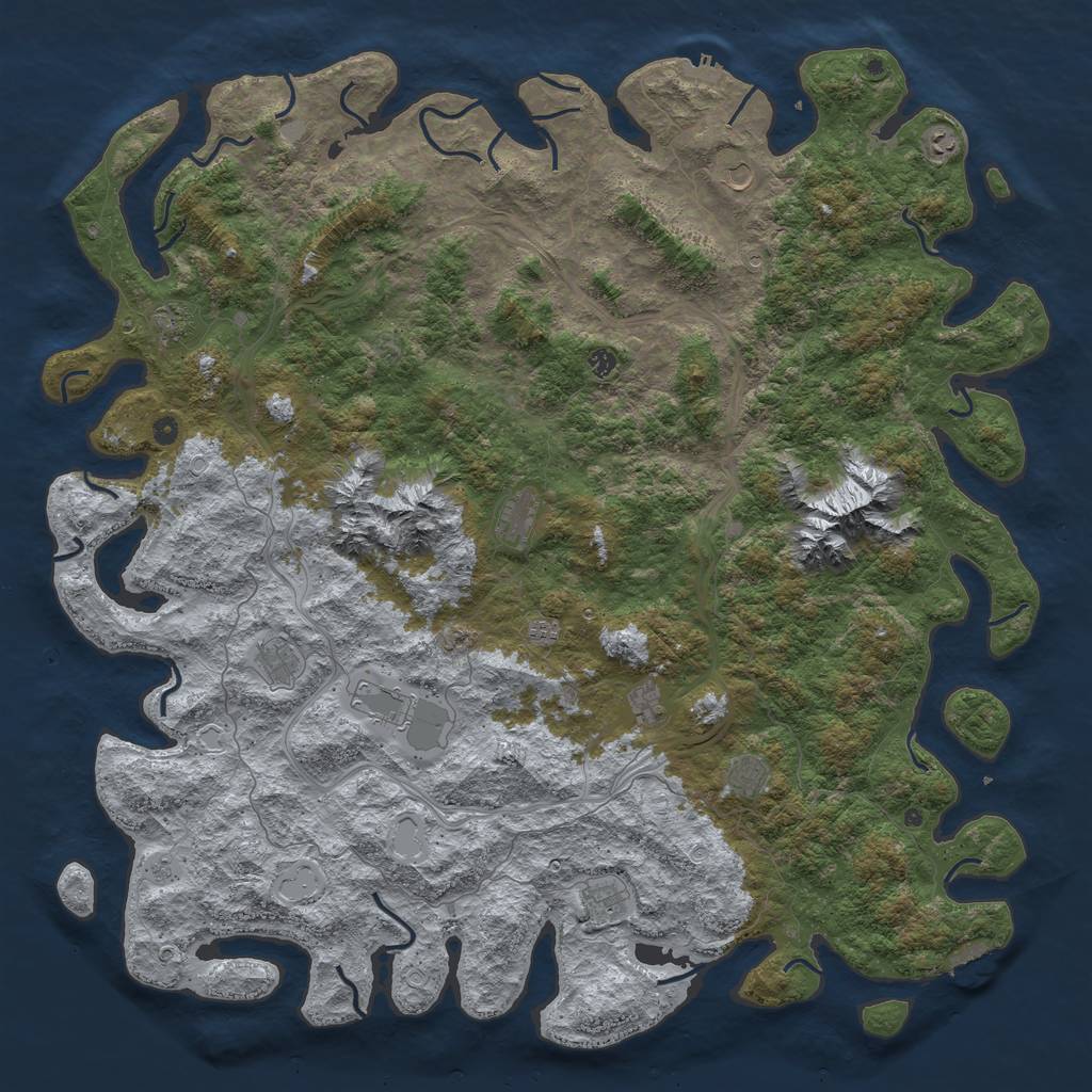 Rust Map: Procedural Map, Size: 6000, Seed: 1057115999, 18 Monuments