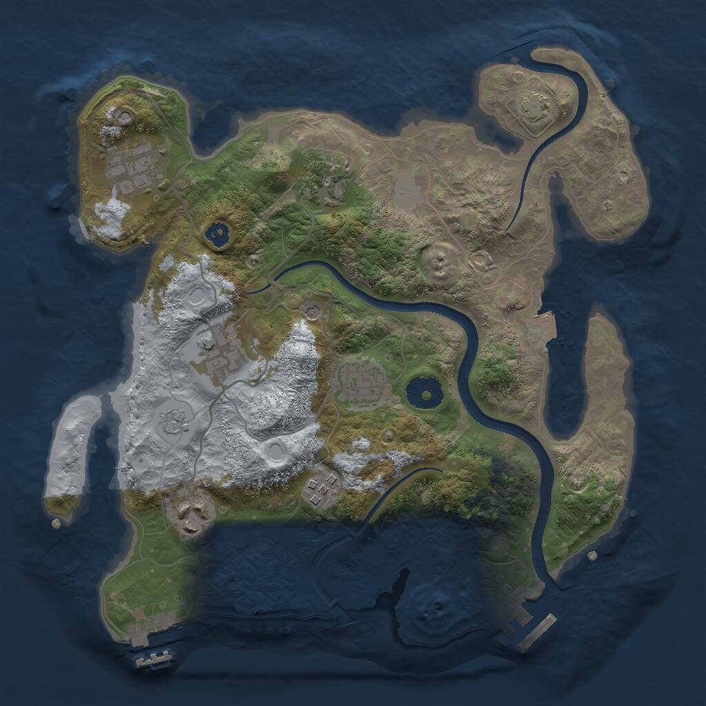 Rust Map: Procedural Map, Size: 3000, Seed: 34636236, 12 Monuments
