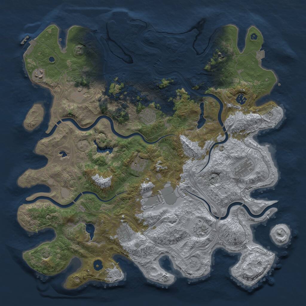 Rust Map: Procedural Map, Size: 4500, Seed: 3918, 16 Monuments